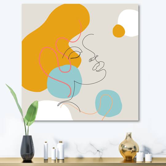Designart - Minimal One Line Portrait of Female Face I